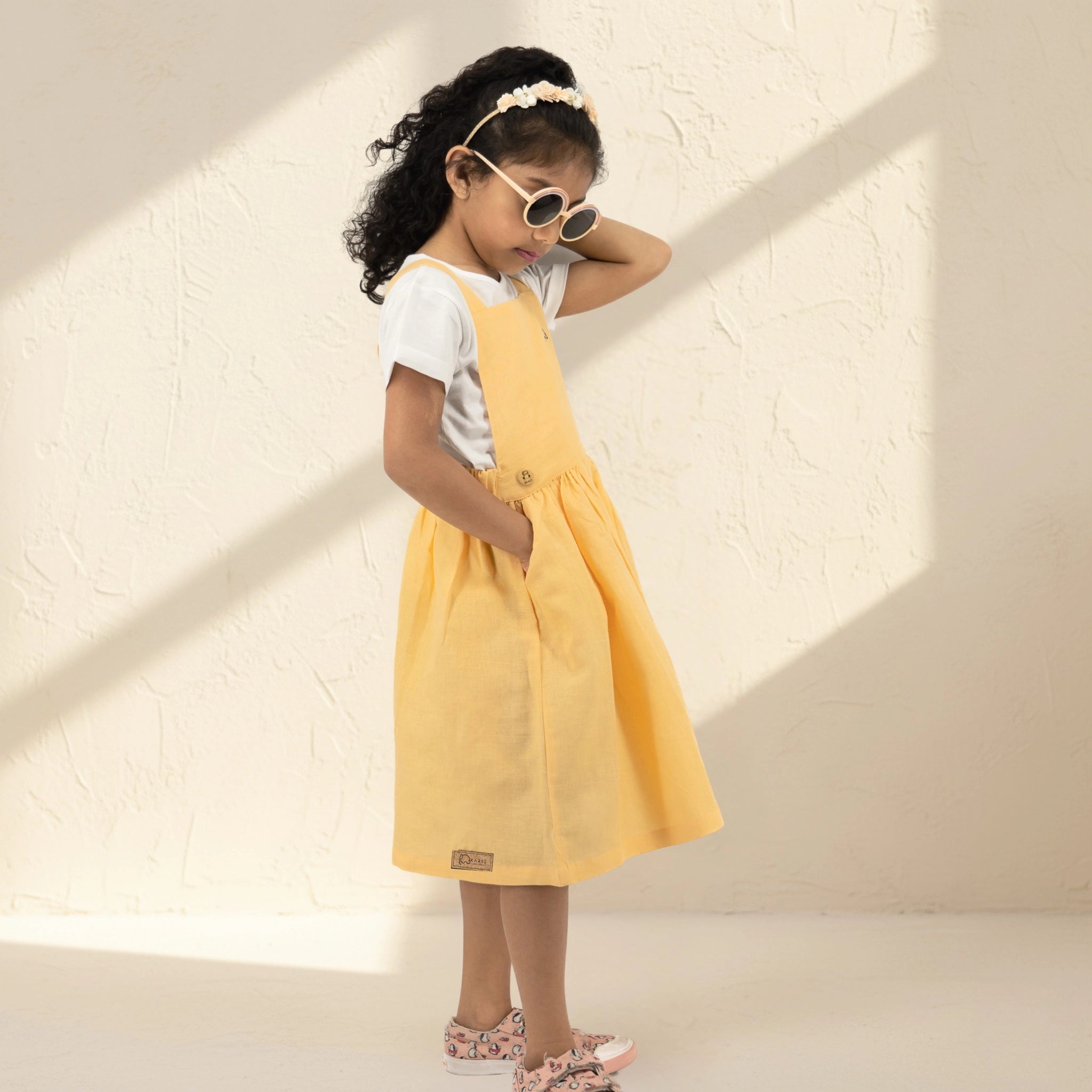 Ebony Linen Cotton Pinafore for Girls | Karee Sustainable Kidswear Kids Karee