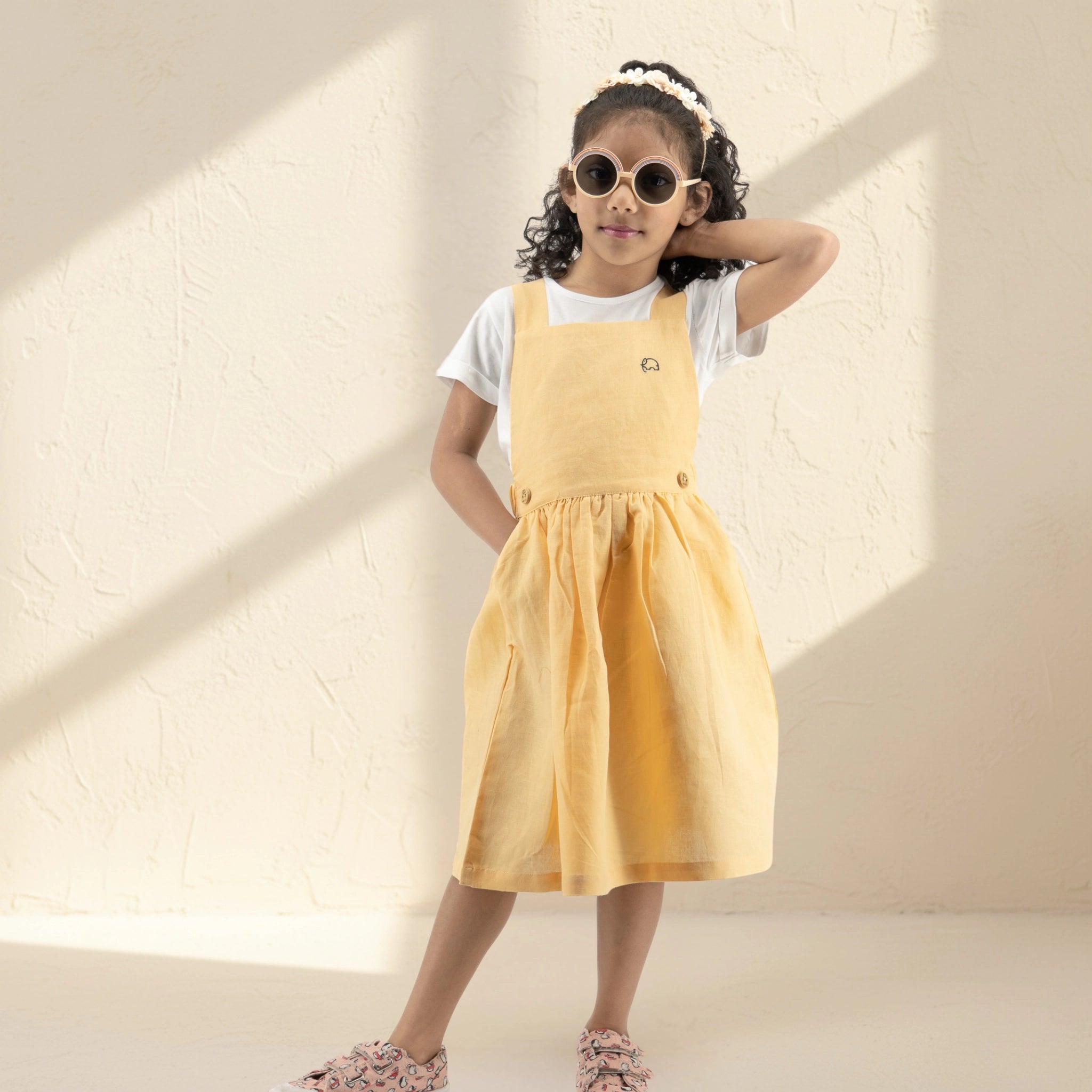 Ebony Linen Cotton Pinafore for Girls | Karee Sustainable Kidswear Kids Karee