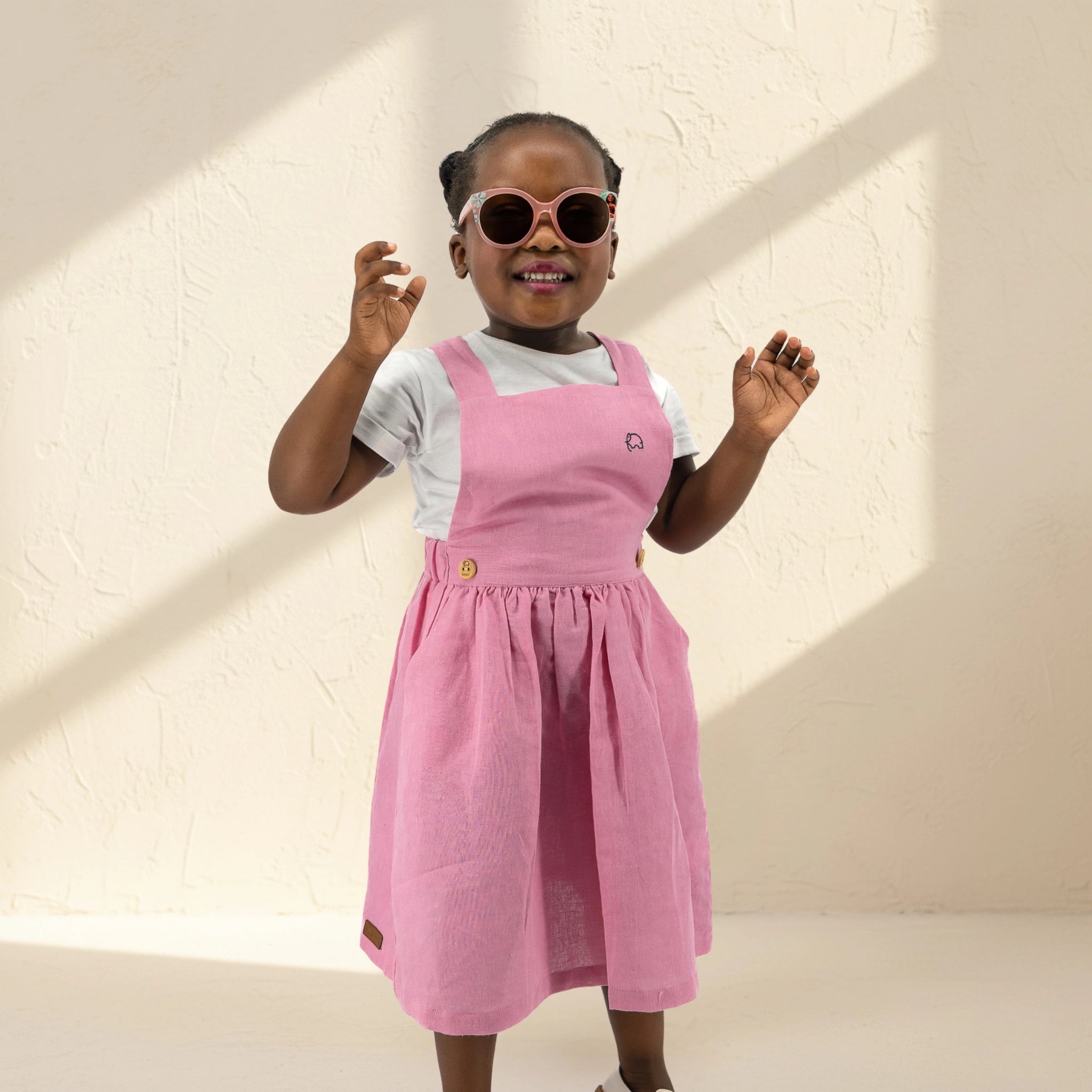 Cashmere Rose Linen Pinafore for Girls
