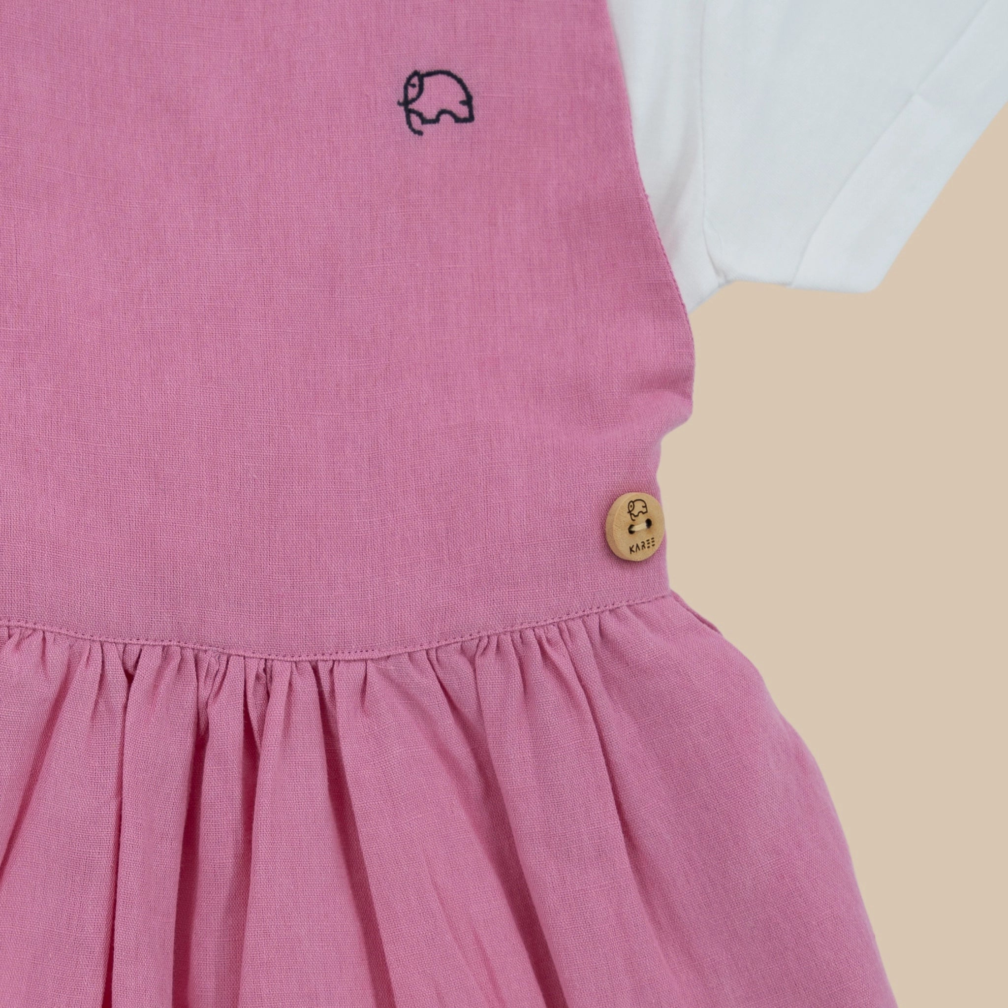 Cashmere Rose Linen Pinafore for Girls