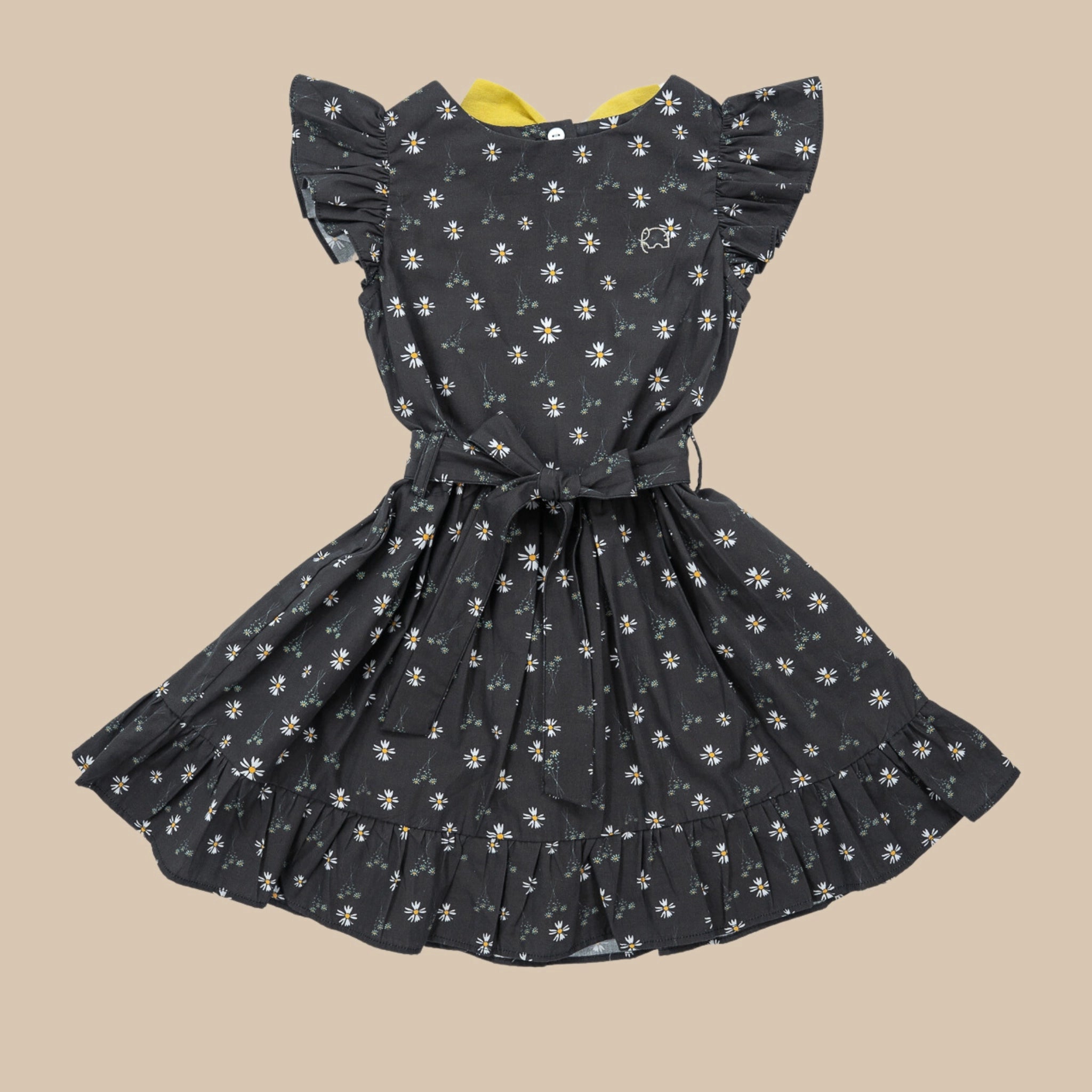 Black Floral Cotton Dress for Girls | Sustainable Kidswear Karee Black Floral Cotton Dress for Girls | Sustainable Kidswear Karee