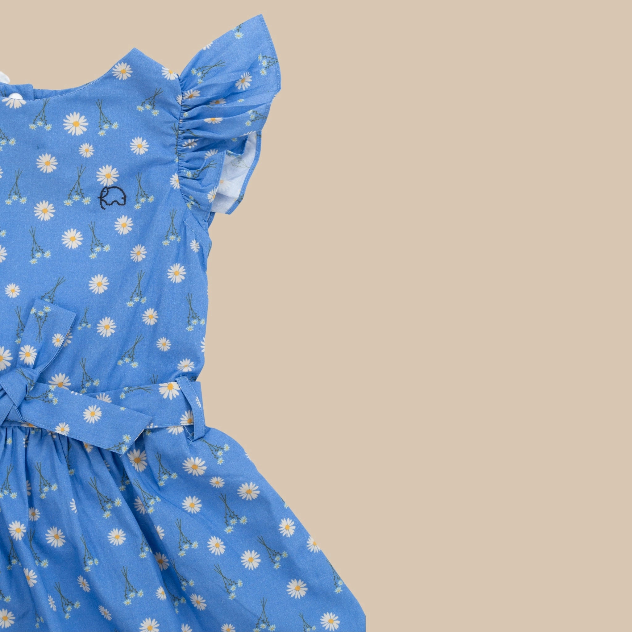 Corn Flour Blue Cotton Dress for Girls | Karee Sustainable Kidswear Kids Karee