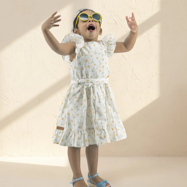 Smoked Pearl Cotton Dress for Girls | Karee Sustainable Kidswear