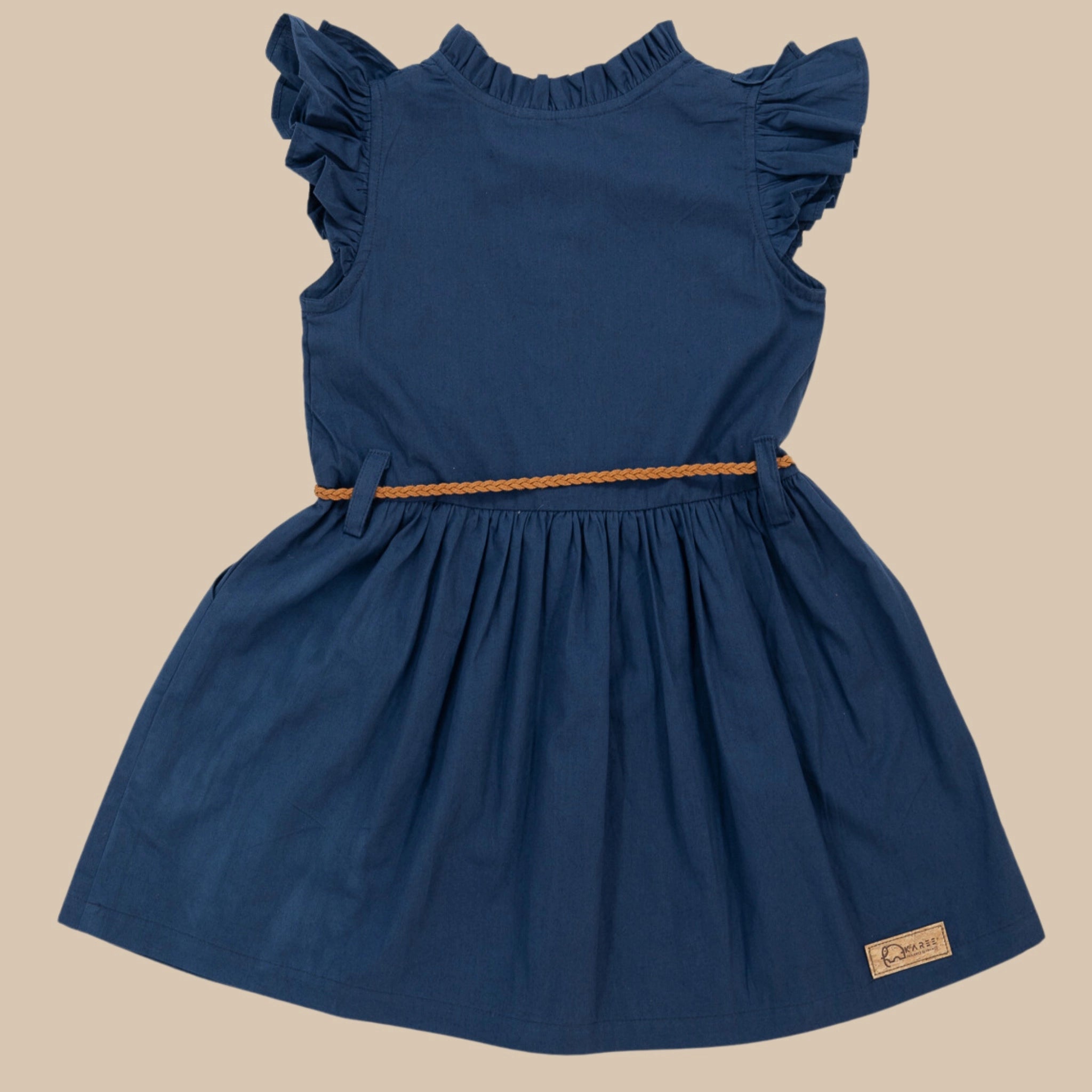 blue black white gold dress original photo Navy Blue Butterfly Sleeve Cotton Dress for Girls main image 0