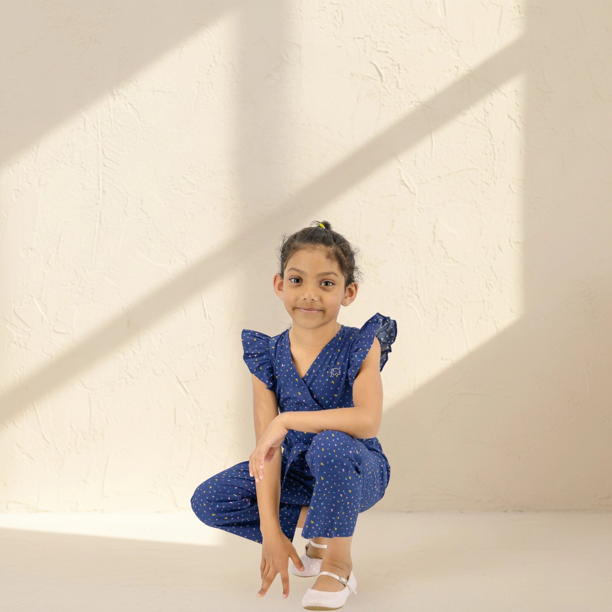 Estate Blue Cotton Jumpsuit for Girls | Karee Sustainable Kidswear Kids Karee