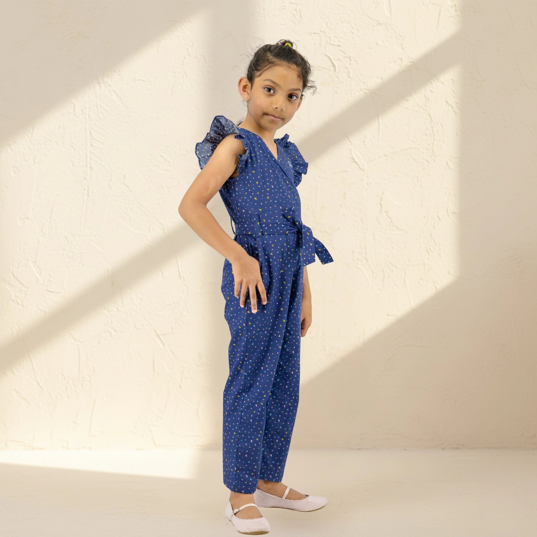 Estate Blue Cotton Jumpsuit for Girls | Karee Sustainable Kidswear Kids Karee