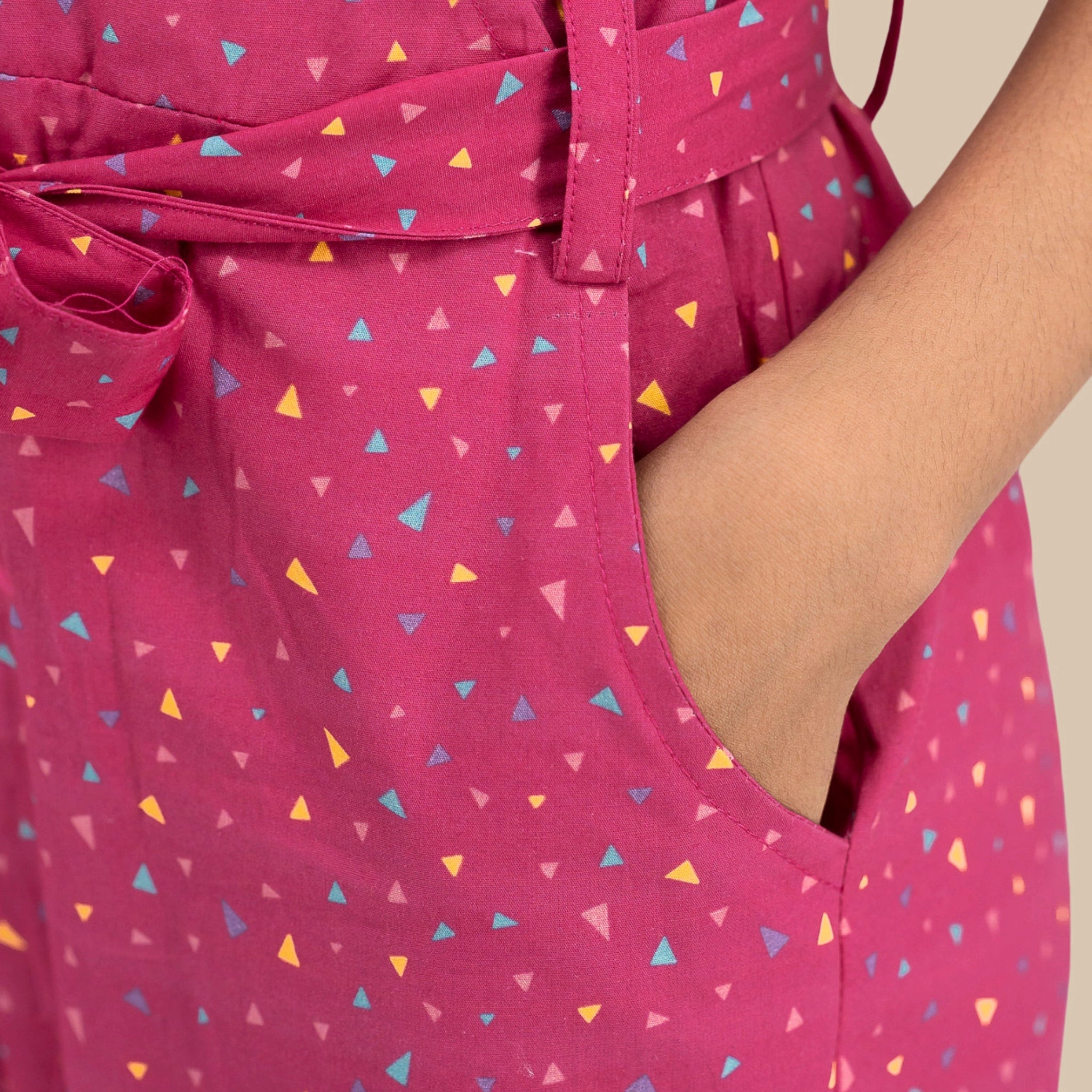 Red Rose Cotton Jumpsuit for Girls | Karee Sustainable Kidswear Kids Karee