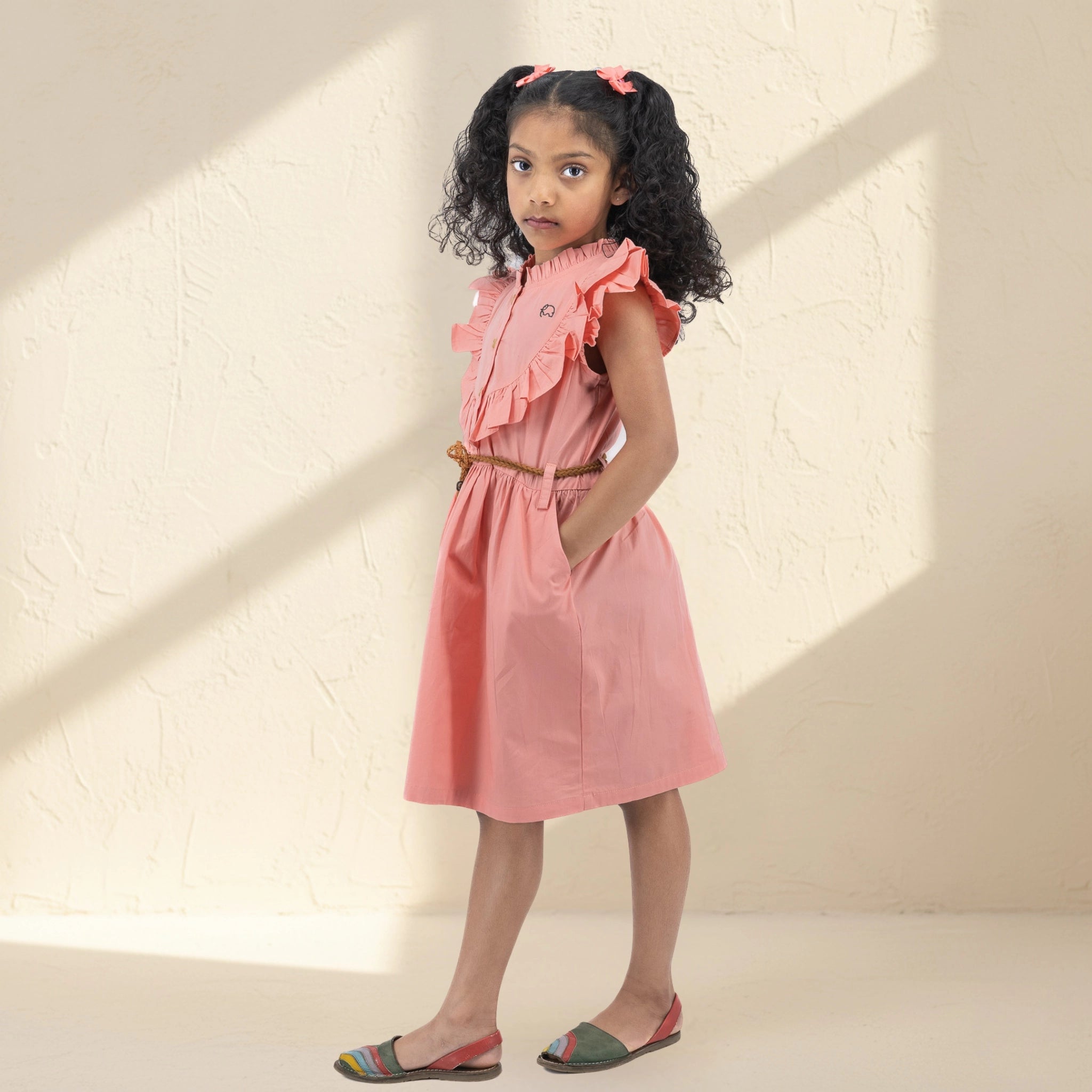 Peach & Cream Cotton Dress for Girls | Karee Sustainable Kidswear Kids Karee