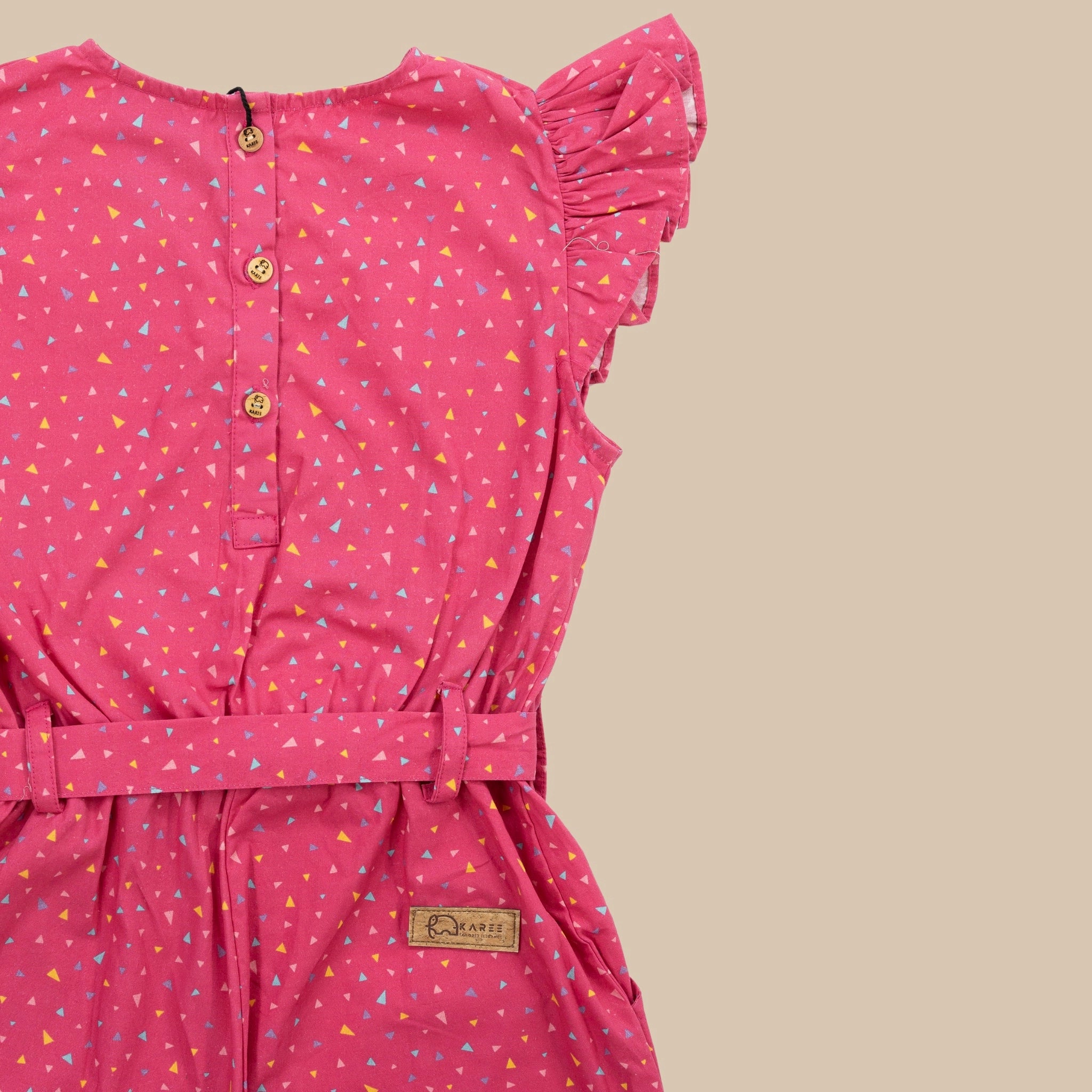 Red Rose Cotton Jumpsuit for Girls | Karee Sustainable Kidswear Kids Karee