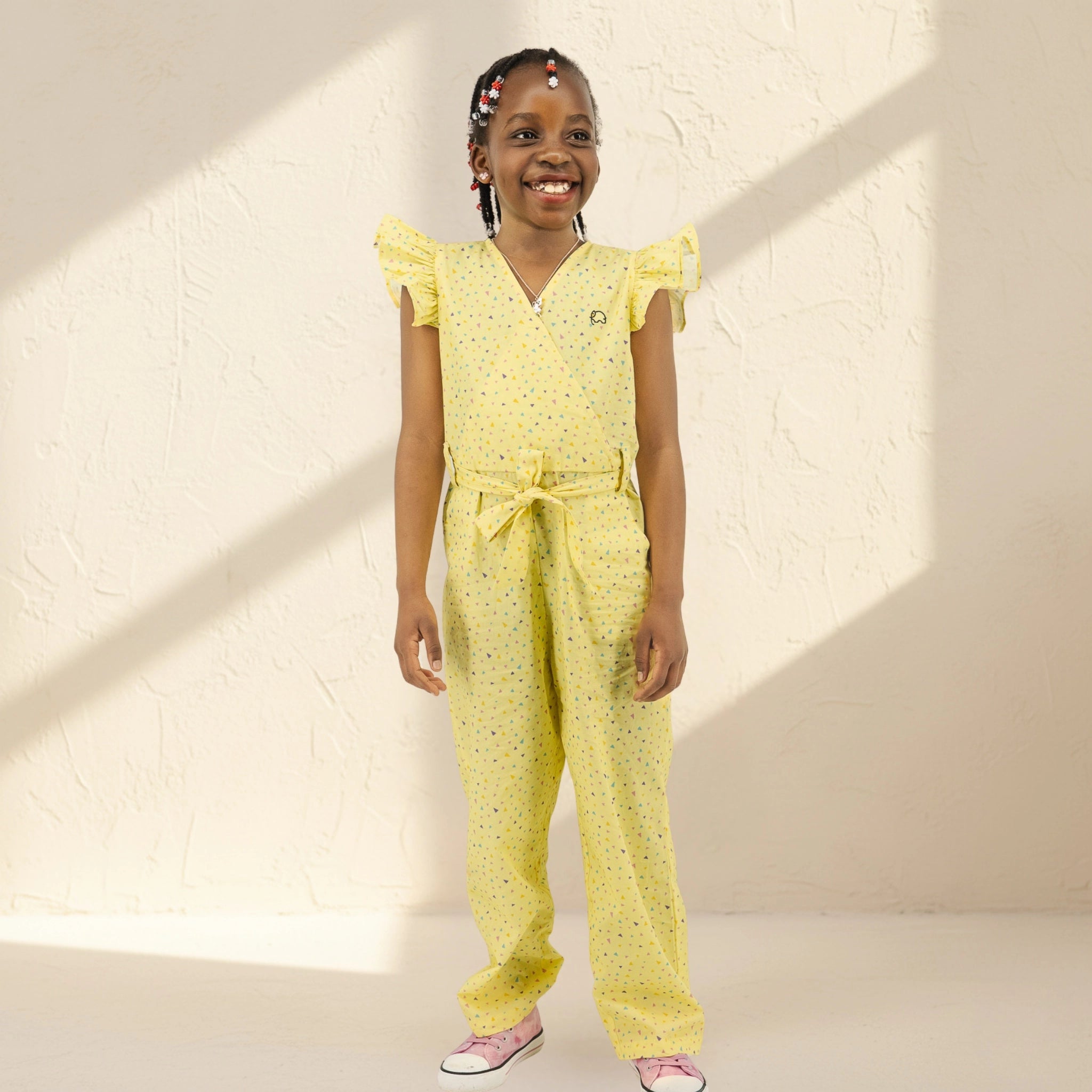 Lemon Meringue Cotton Jumpsuit for Girls | Karee Sustainable Kidswear Age 9-10 Kids Karee