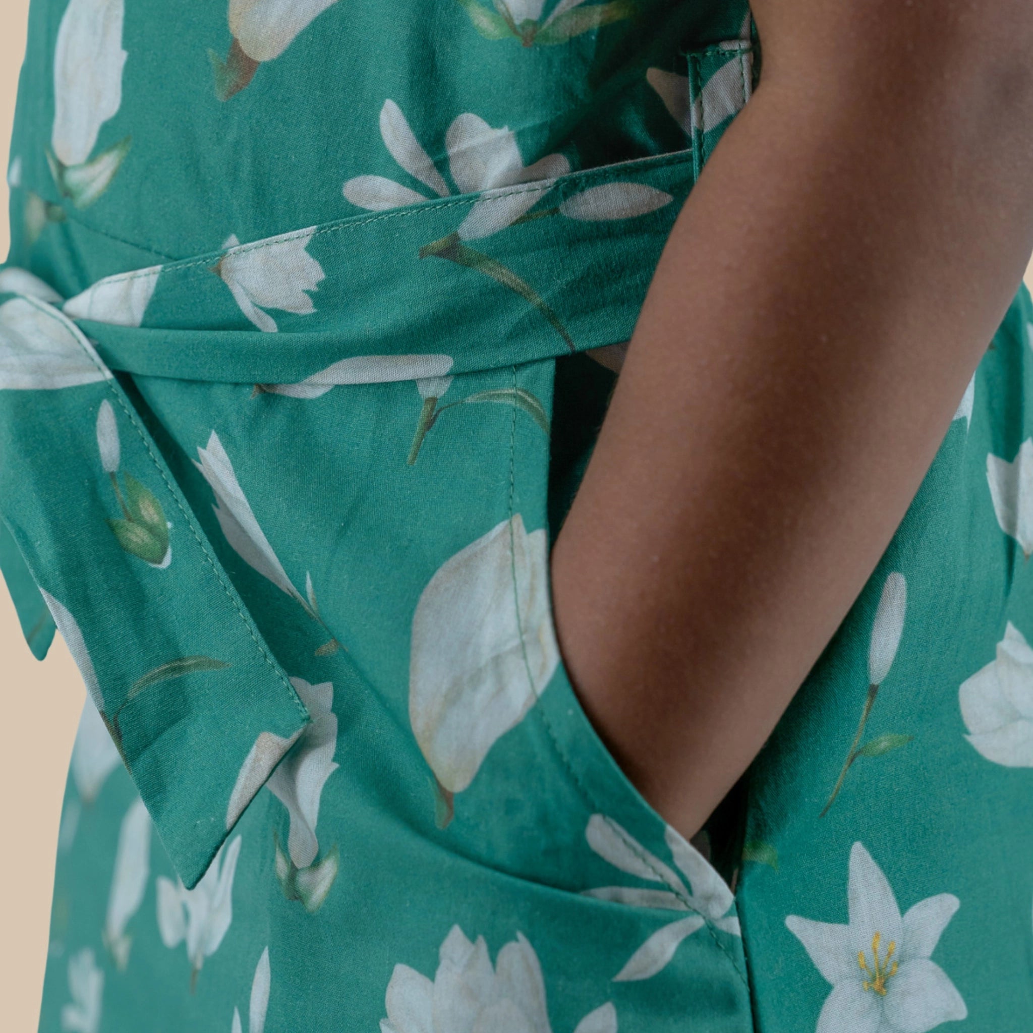 Bottle Green Cotton Shirt Dress for Girls | Karee Sustainable Kidswear Kids Karee