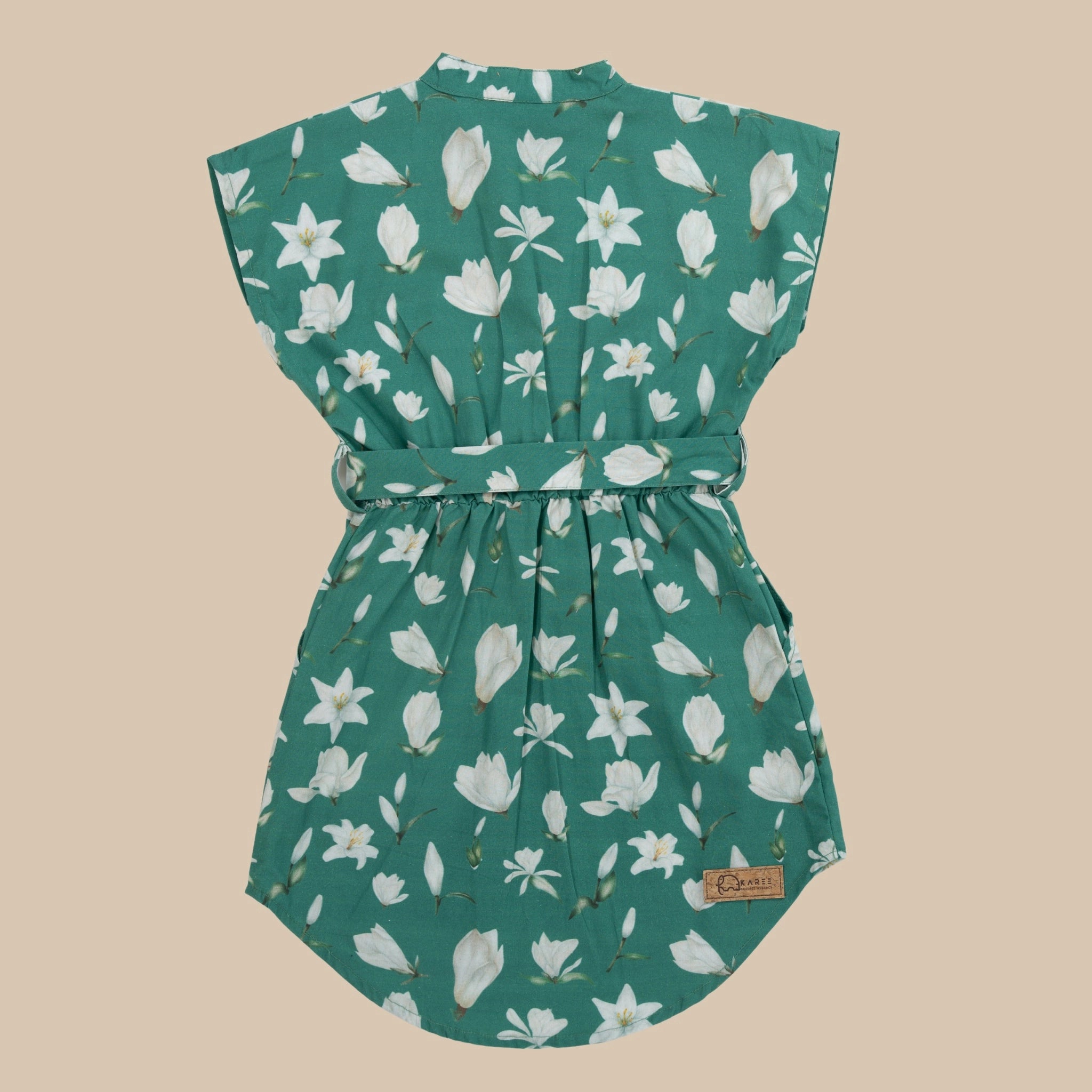 Bottle Green Cotton Shirt Dress for Girls | Karee Sustainable Kidswear Kids Karee