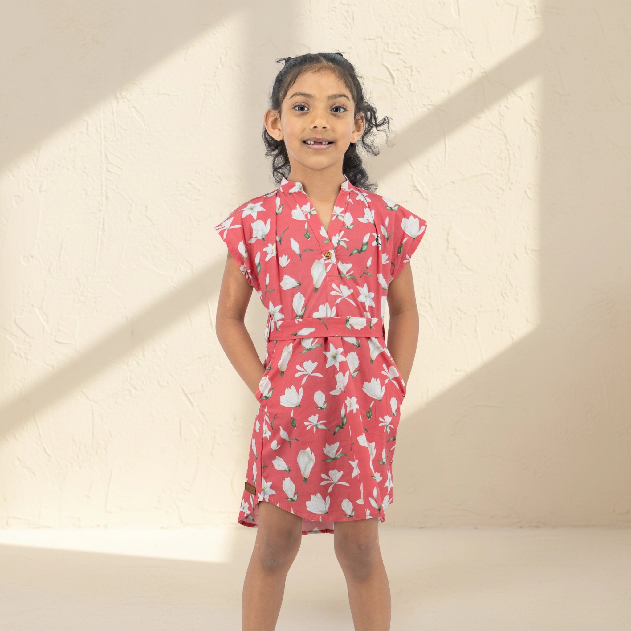 Mineral Red Cotton Shirt Dress for Girls | Karee Sustainable Kidswear Kids Karee