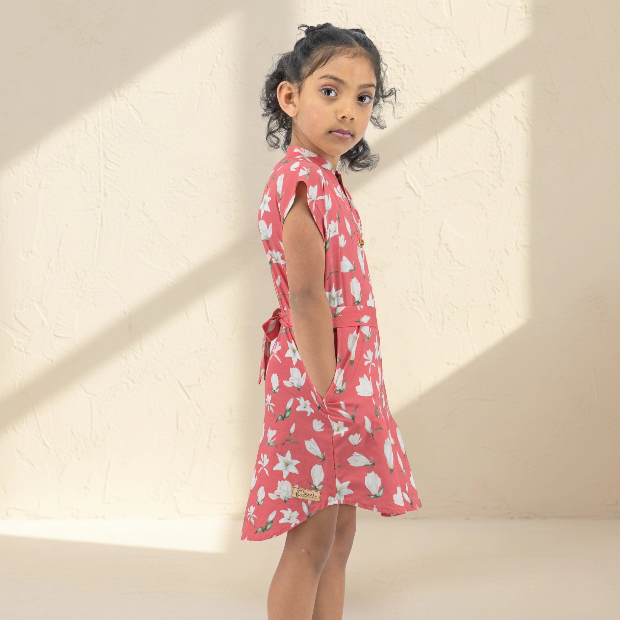 Mineral Red Cotton Shirt Dress for Girls | Karee Sustainable Kidswear Kids Karee