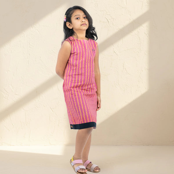 Lilac Rose Linen Cotton Frock for Girls | Karee Sustainable Kidswear