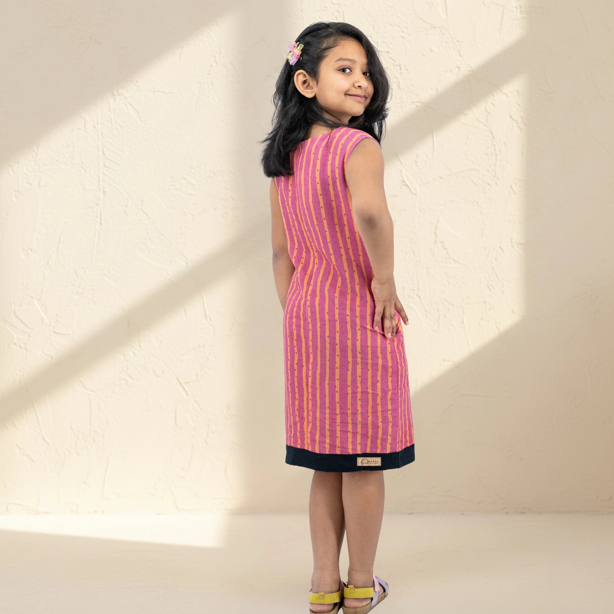 Lilac Rose Linen Cotton Frock for Girls | Karee Sustainable Kidswear Kids Karee