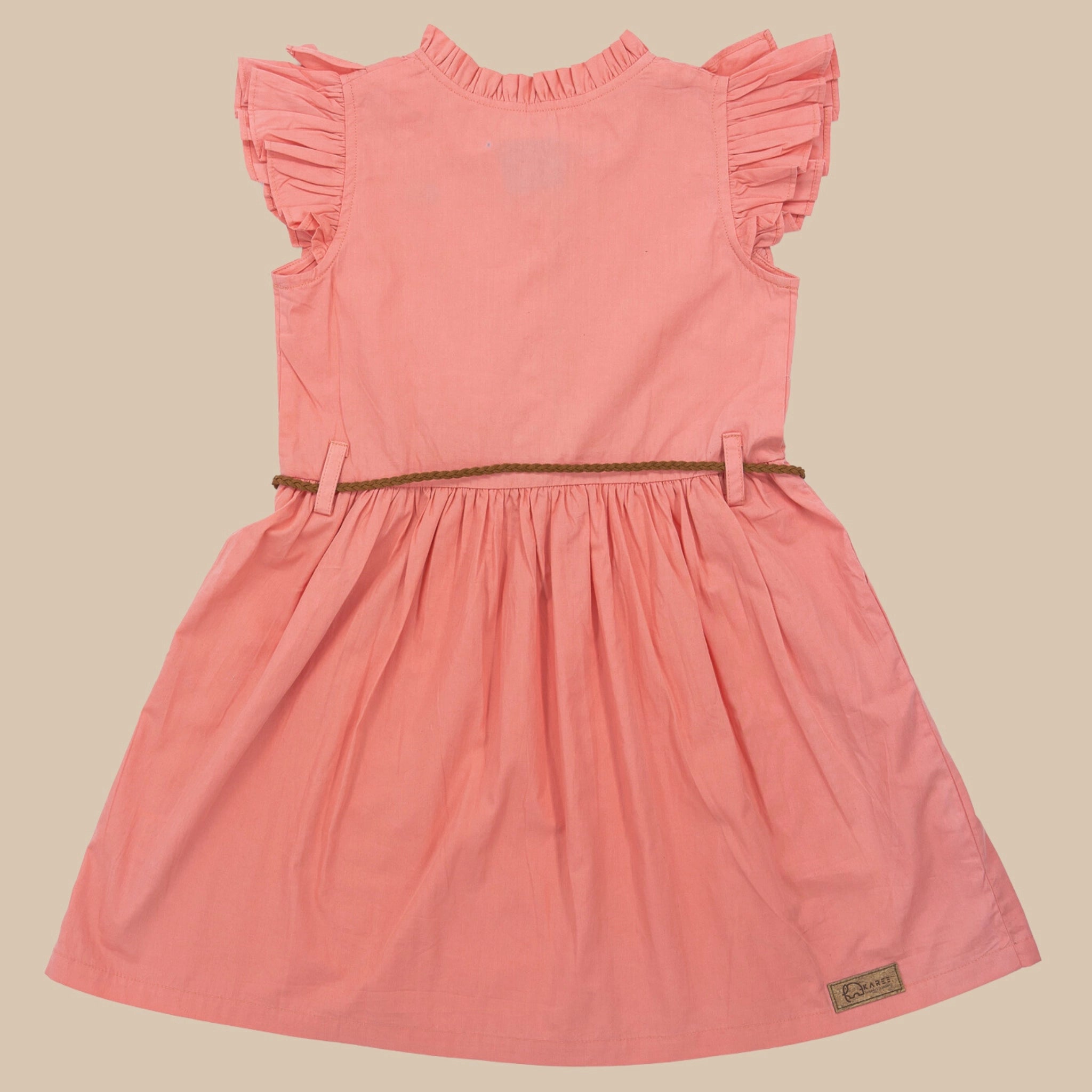 Peach & Cream Cotton Dress for Girls | Karee Sustainable Kidswear Kids Karee
