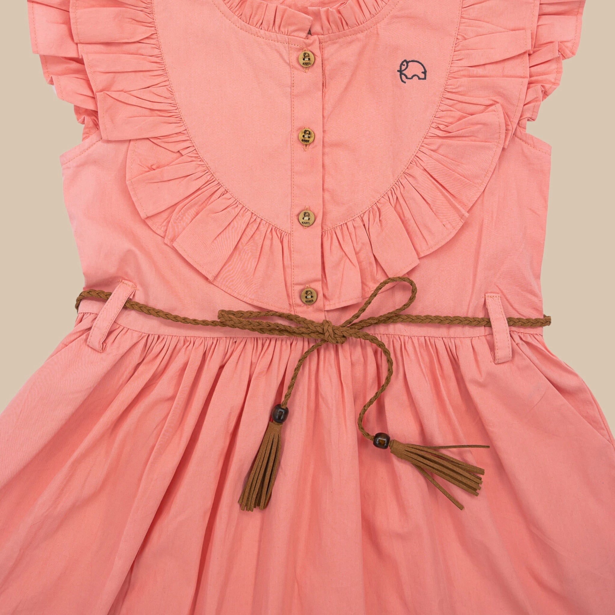 Peach & Cream Cotton Dress for Girls | Karee Sustainable Kidswear Kids Karee