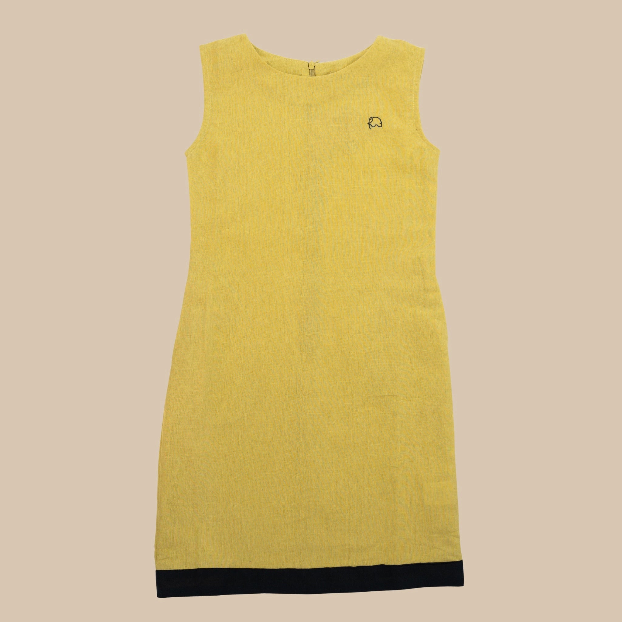 Cream Gold Linen Cotton Frock for Girls | Karee Sustainable Kidswear