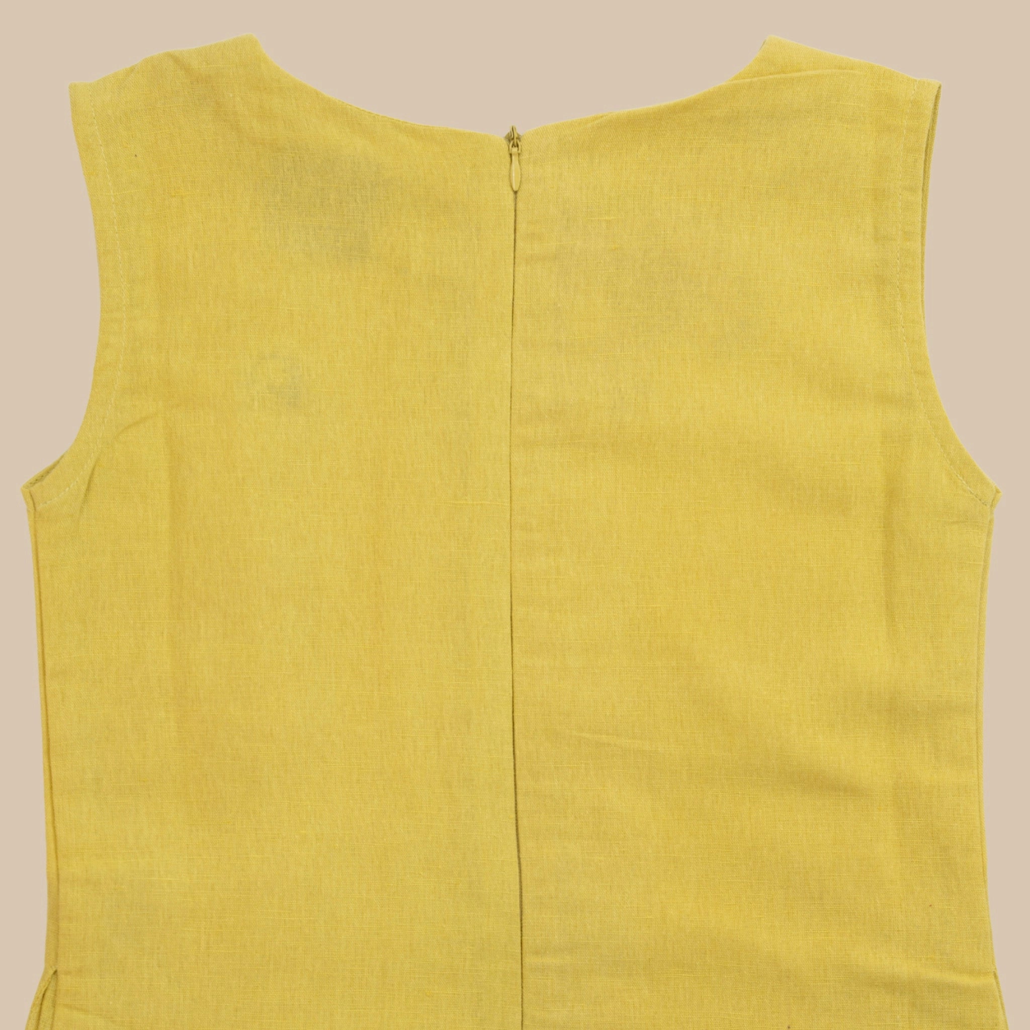 Cream Gold Linen Cotton Frock for Girls | Karee Sustainable Kidswear Kids Karee