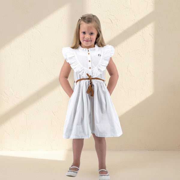 White Cotton Dress for Girls | Karee Sustainable Kidswear