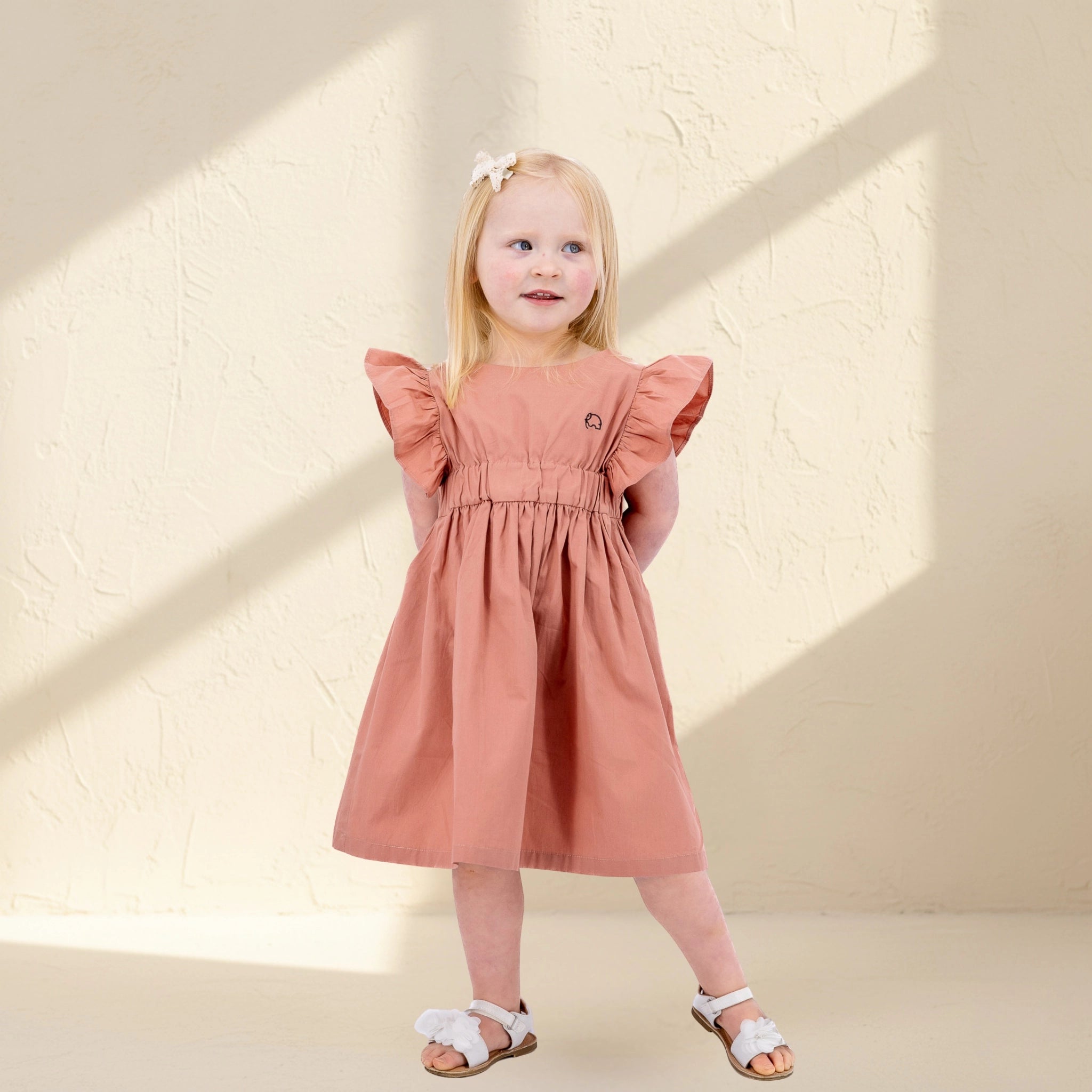 Brick Dust Cotton Dress for Girls | Karee Sustainable Kidswear