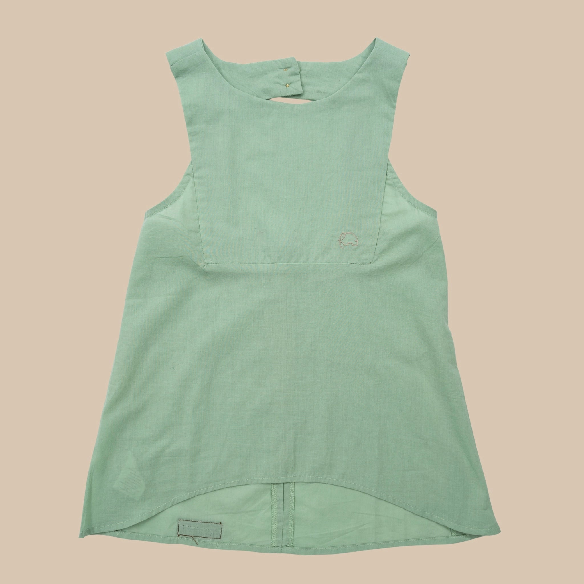 Smoke Green Cotton Bib Neck Top for Girls | Karee Sustainable Kidswear Kids Karee