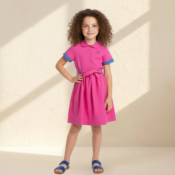 Fuchsia Purple Linen Dress for Girls | Karee Sustainable Kidswear