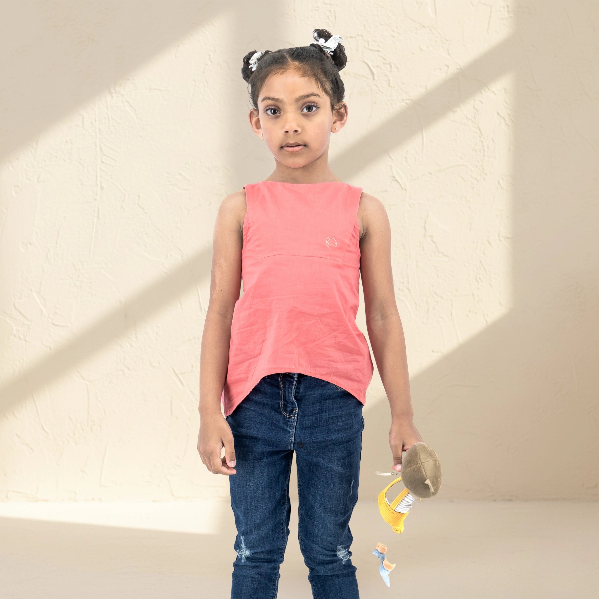 Tea Rose Cotton Bib Neck Top for Girls | Karee Sustainable Kidswear Kids Karee