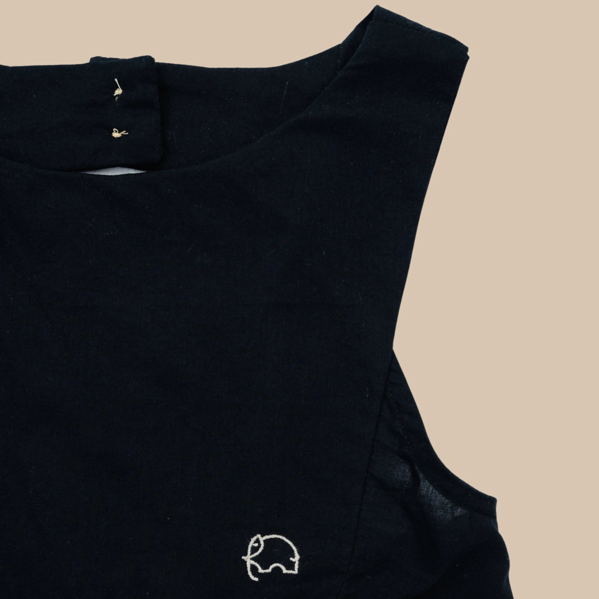 Black Cotton Bib Neck Top for Girls | Karee Sustainable Kidswear Kids Karee