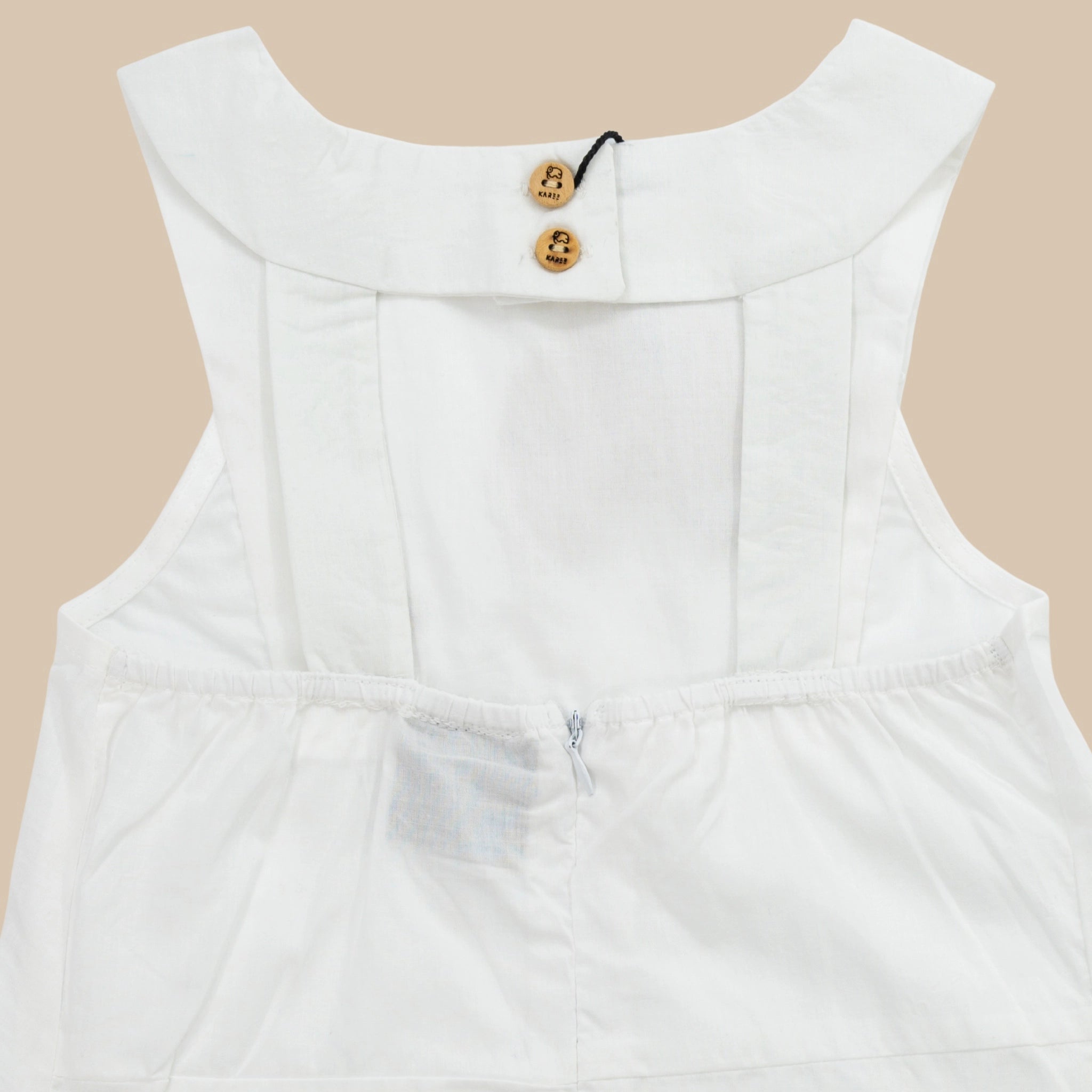 White Cotton Bib Neck Top for Girls | Karee Sustainable Kidswear Kids Karee