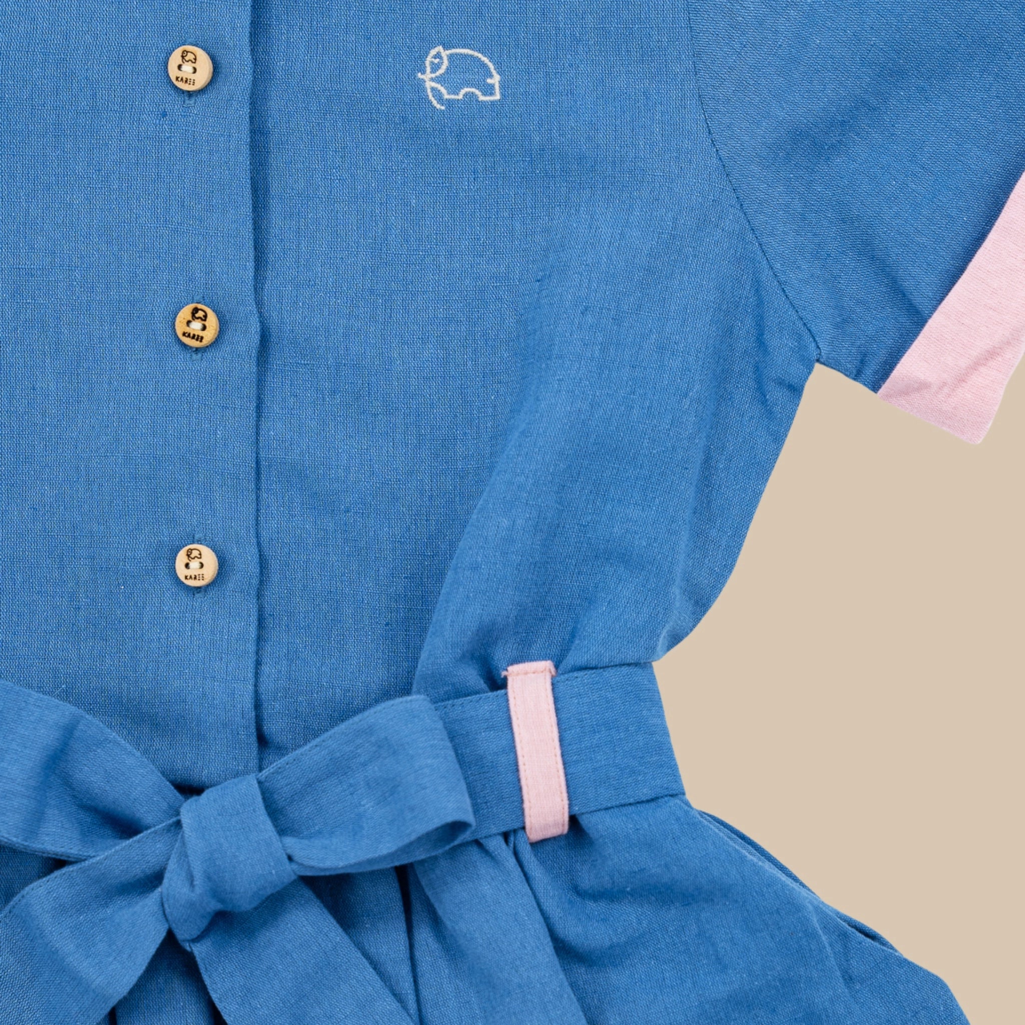 Parisian Blue Linen Dress for Girls | Karee Sustainable Kidswear Kids Karee