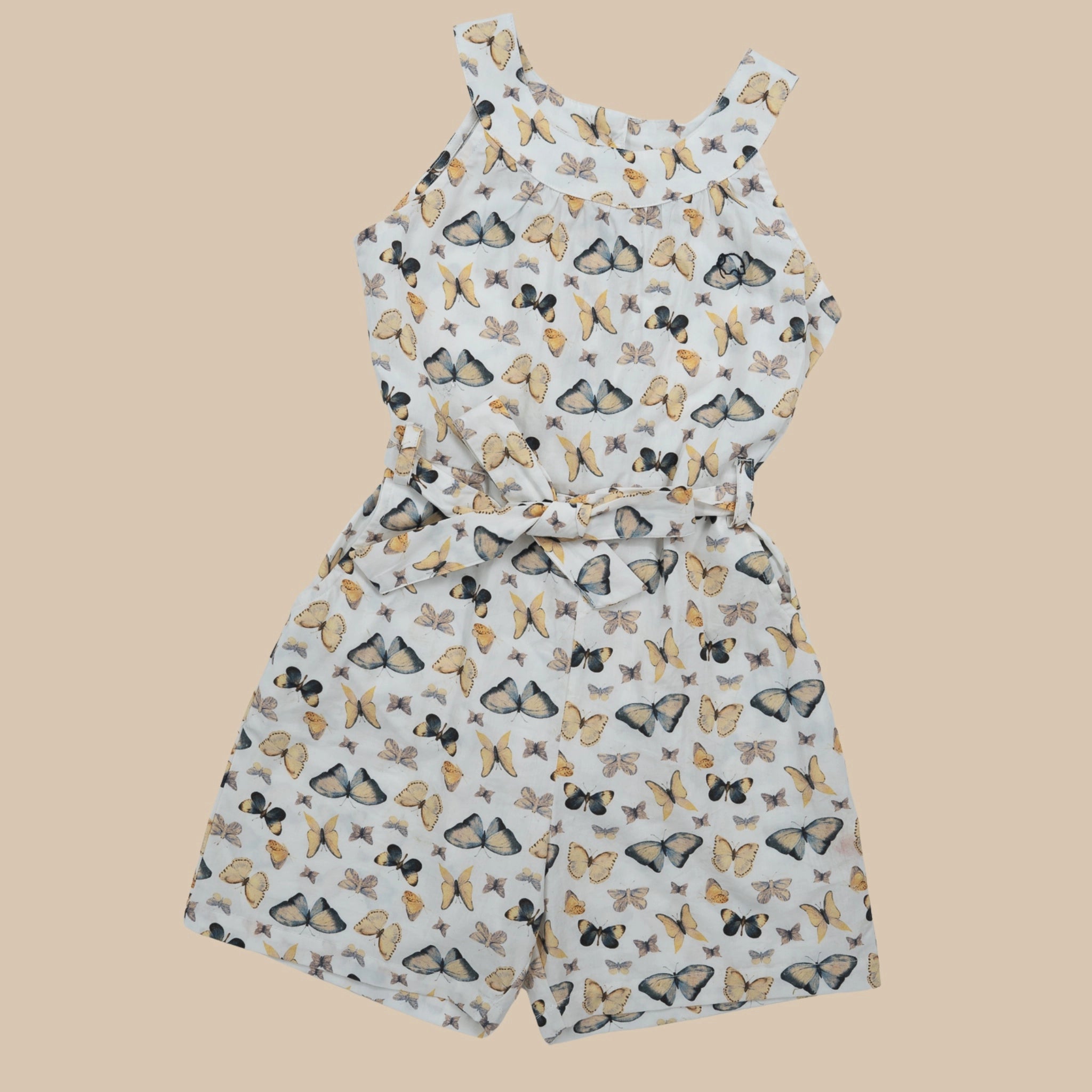 White Cotton Play Suit for Girls | Karee Sustainable Kidswear