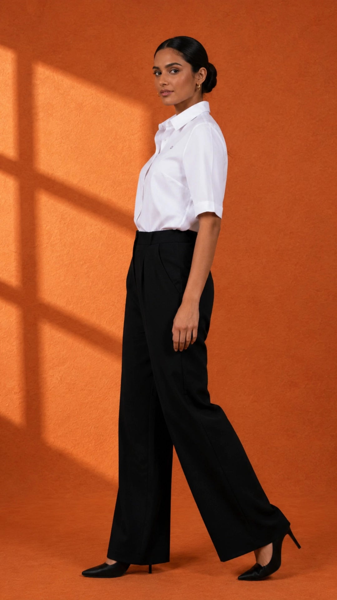 Black Linen Cotton Wide Leg Trousers for Women India | Karee Women Karee