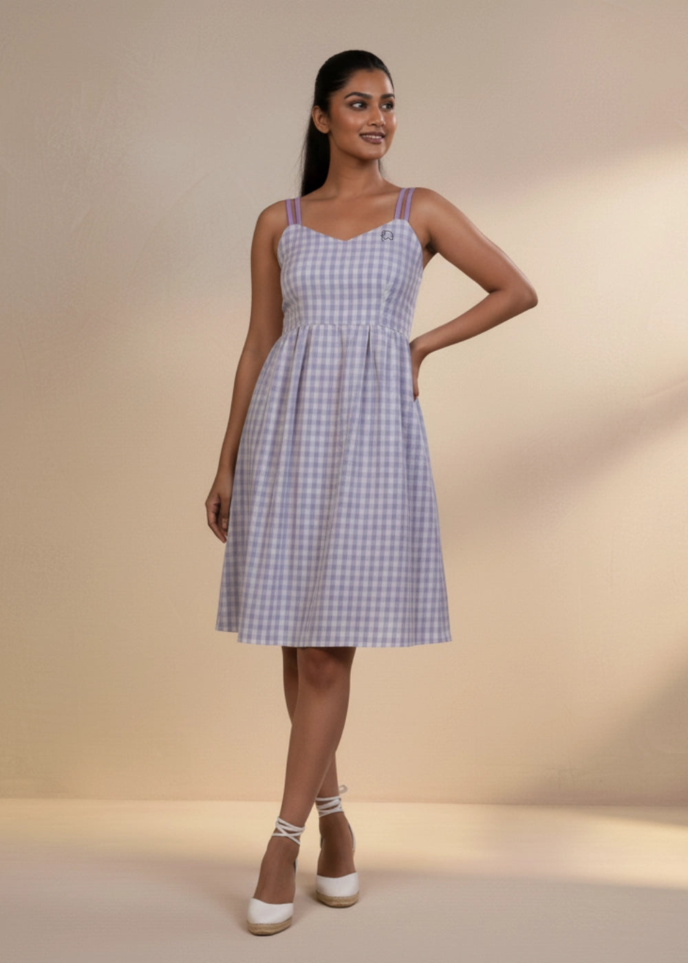 Lavender Gingham Sweetheart Sundress | Karee Sustainable Fashion