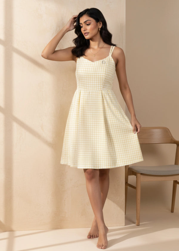 Sunshine Gingham Sweetheart Sundress | Karee Sustainable Fashion