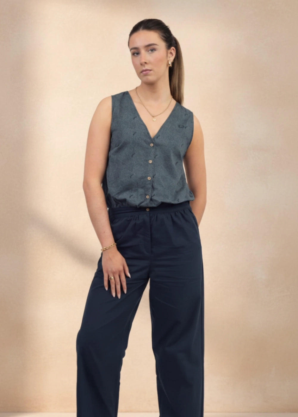 Prussian Blue Ajrakh-Inspired Cotton Jumpsuit | Limited Edition by Karee