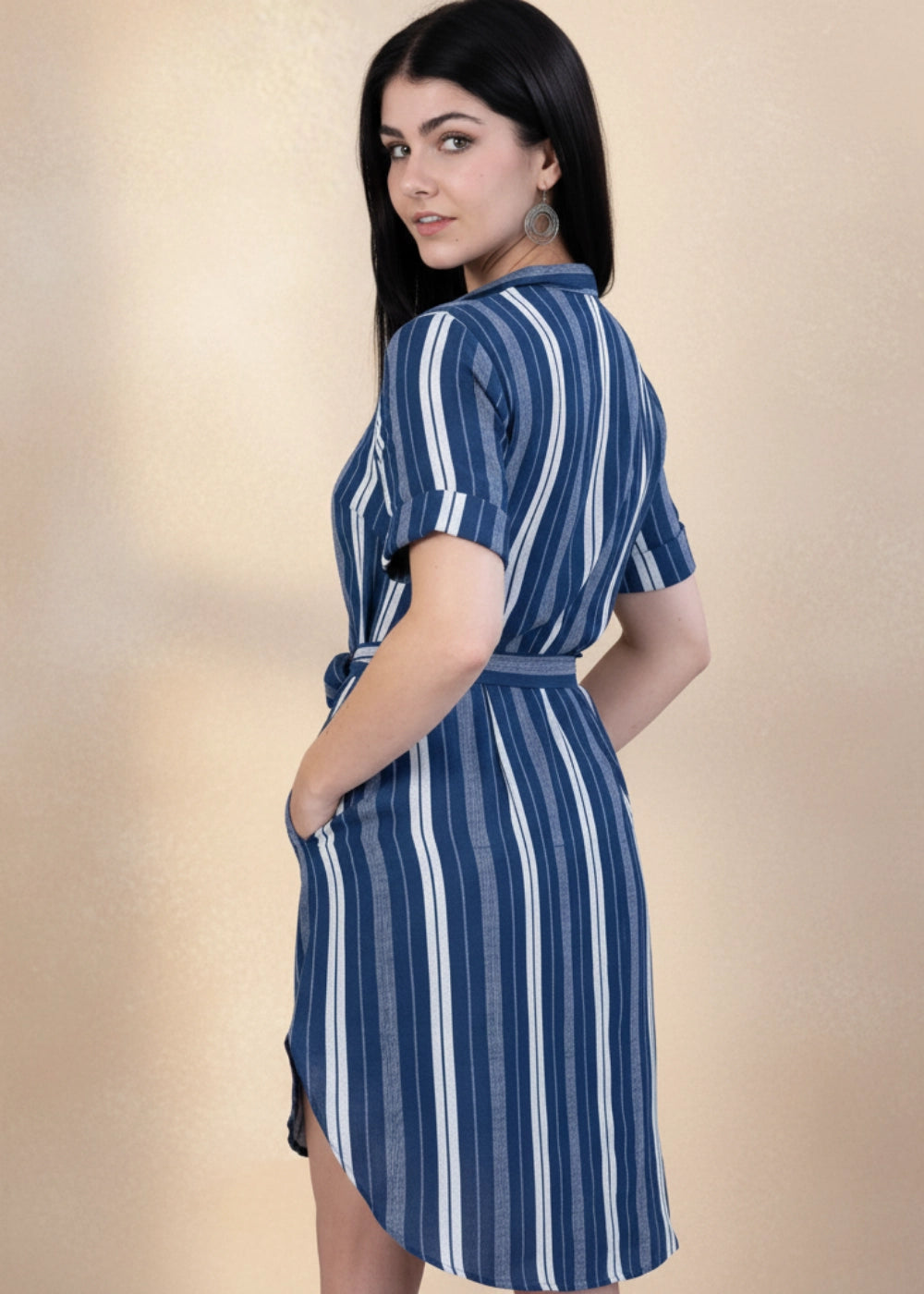 Navy Linen Shirt Dress | Sustainable Cotton-Linen Fashion