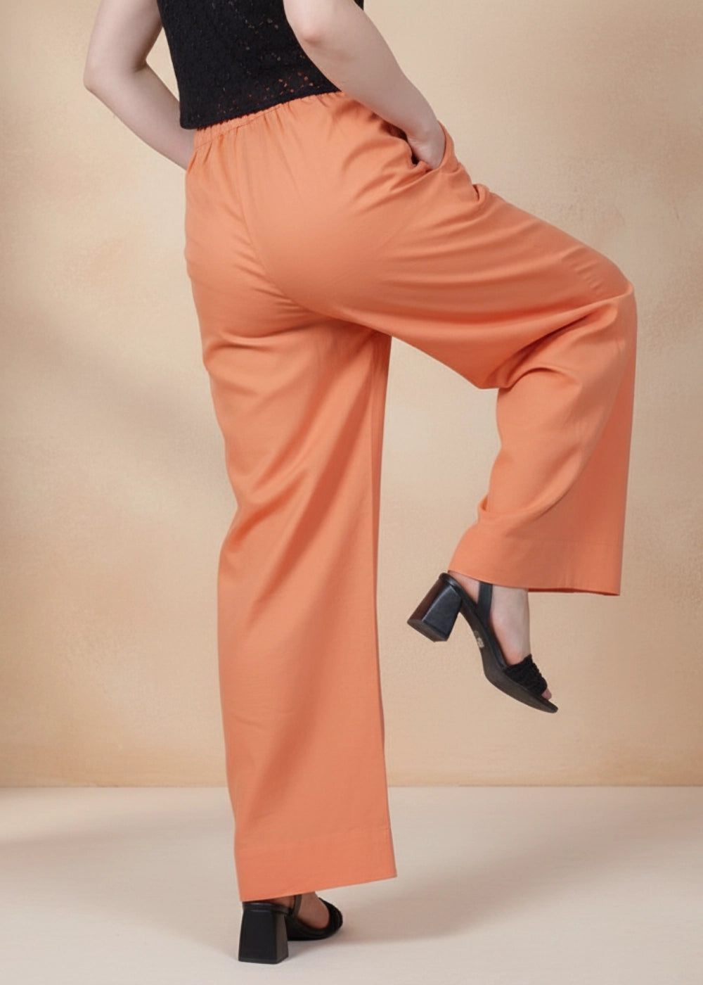 Deep Saffron Wide-Leg Linen Trousers Women Karee