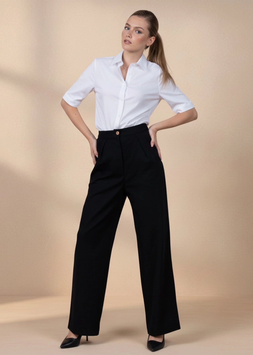 Black Elegance Wide-Leg Trousers