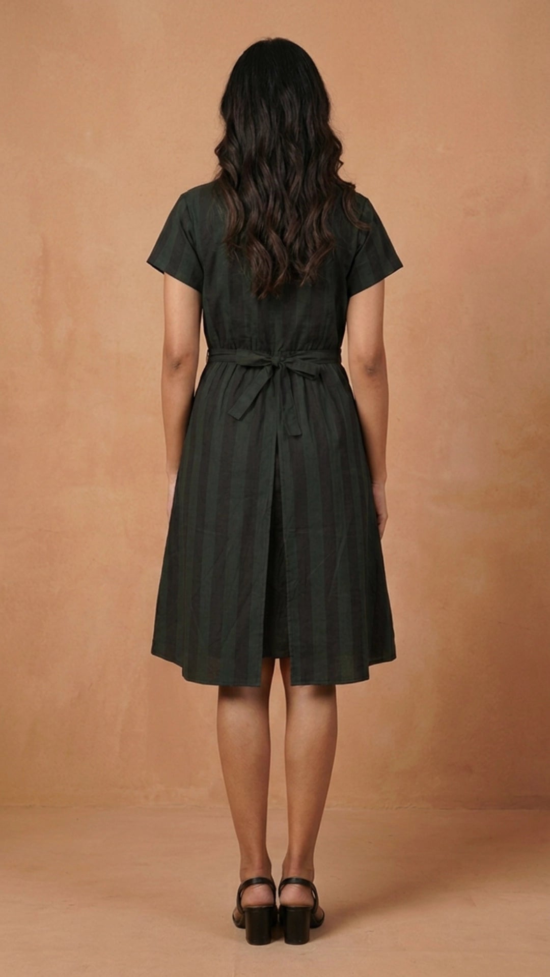 Green Black Stripe Slit Midi Dress for Women India | Karee Women Karee